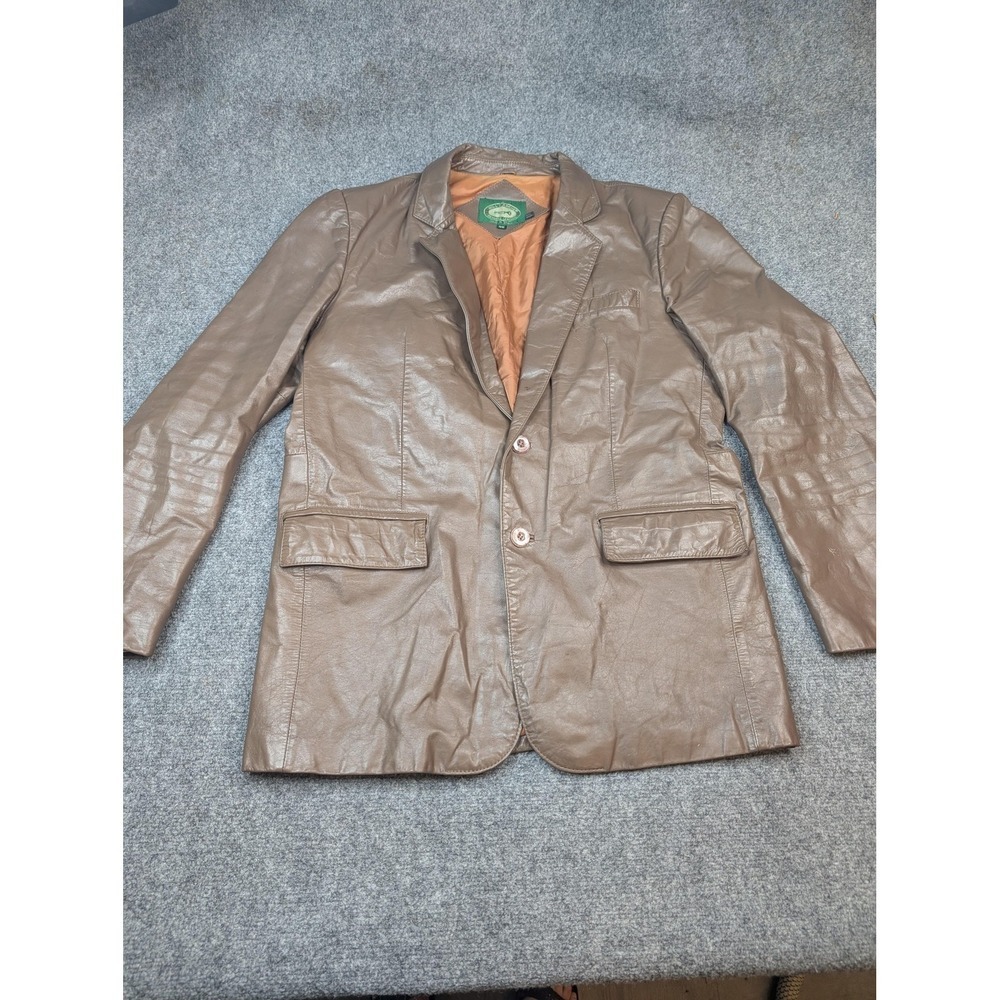Vintage Hill & Archer Blazer Mens 42 Brown Genuine Leather Sport Coat Korea